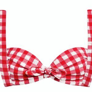 Montce Swim Red Gingham Bustier Top